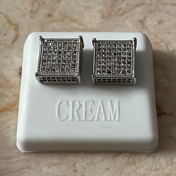 Big Square Diamond Bling Out Earrings - Picture 2 of 5